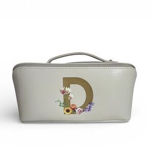 Monogram D Floral Accent Cream Cosmetic Bag